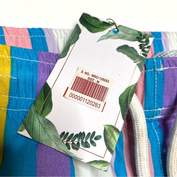 Tim Haan NWT Men’s Pastel Striped Boardies Board Shorts Swim Trunks Blue Medium - Picture 5 of 11